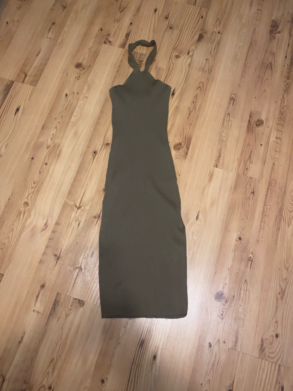 Forever 21 Tan Halter Ribbed Midi Dress